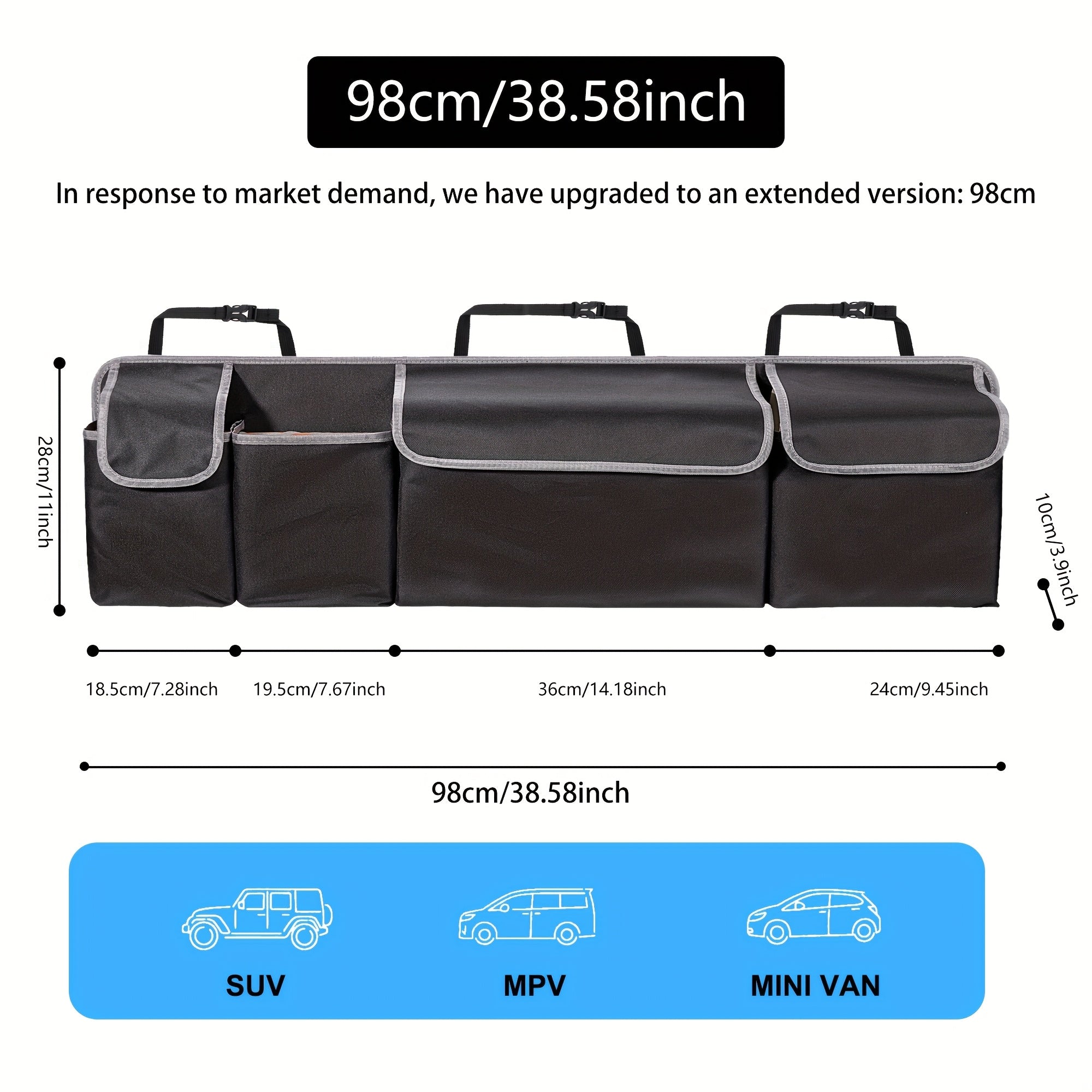 Large Capacity Storage for Car Seats Made of 600D Oxford Cloth with Multiple Pockets.