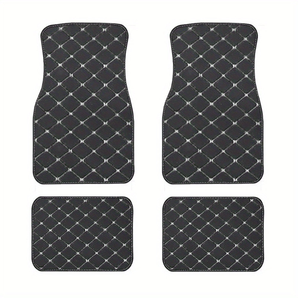 4pcs Car Floor Mats Universal Waterproof Front Rear Full Set Auto Rugs Faux Leather