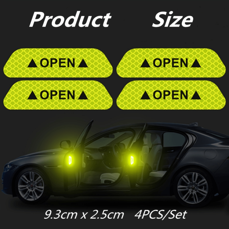 4PCS Car Door Reflective Warning Stickers: Increase Visibility & Safety