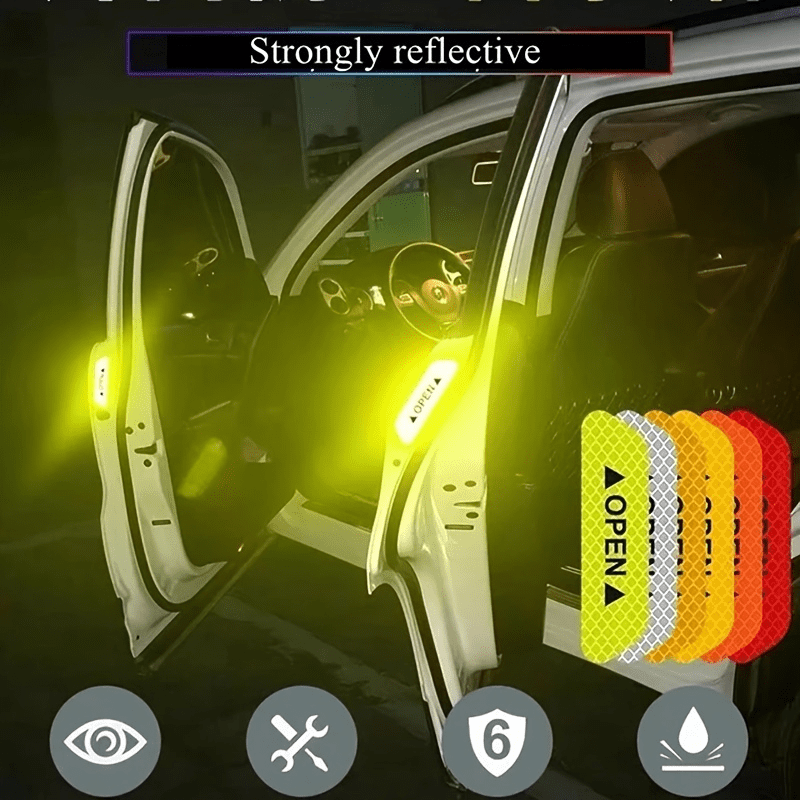 4PCS Car Door Reflective Warning Stickers: Increase Visibility & Safety