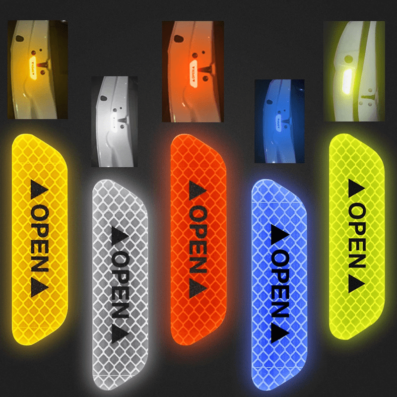 4PCS Car Door Reflective Warning Stickers: Increase Visibility & Safety