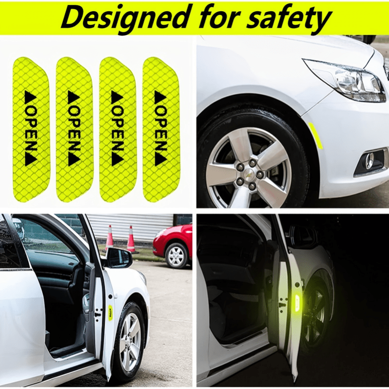 4PCS Car Door Reflective Warning Stickers: Increase Visibility & Safety