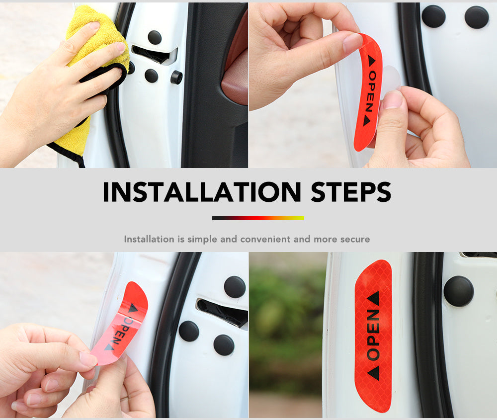 4PCS Car Door Reflective Warning Stickers: Increase Visibility & Safety