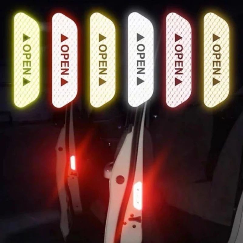 4PCS Car Door Reflective Warning Stickers: Increase Visibility & Safety