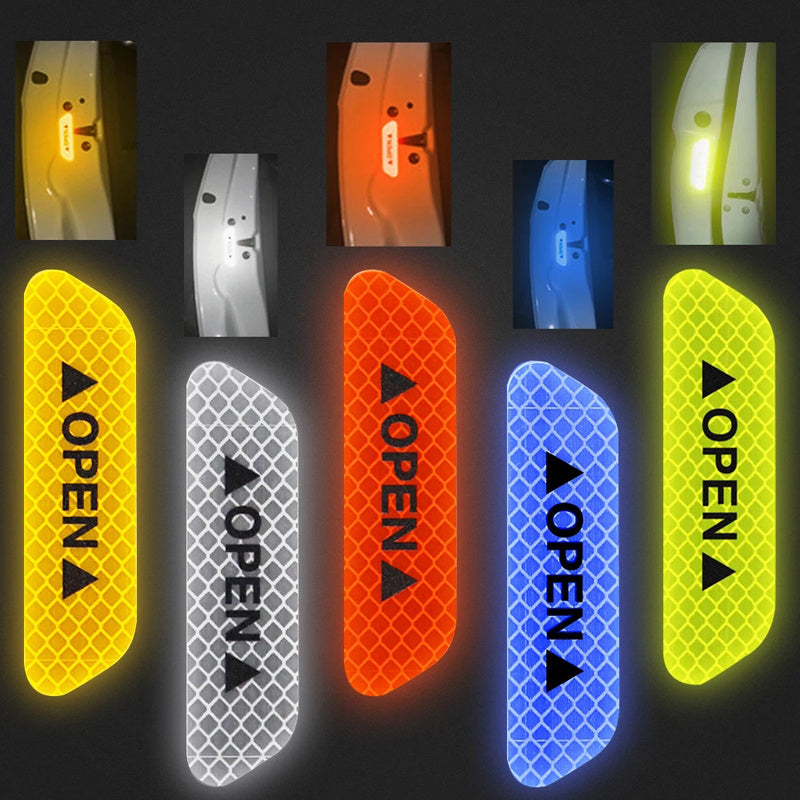 4PCS Car Door Reflective Warning Stickers: Increase Visibility & Safety