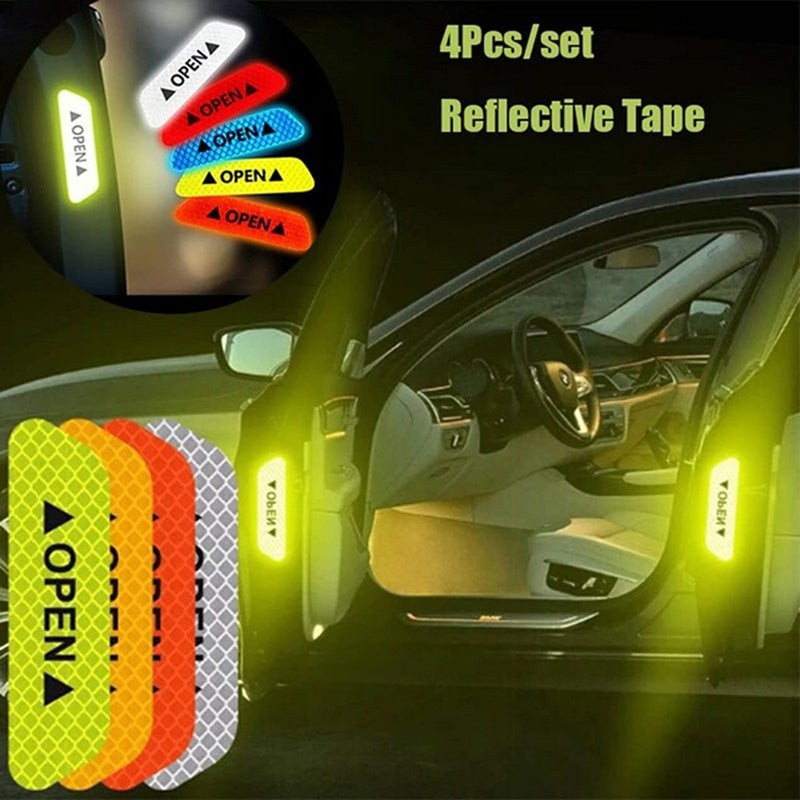 4PCS Car Door Reflective Warning Stickers: Increase Visibility & Safety
