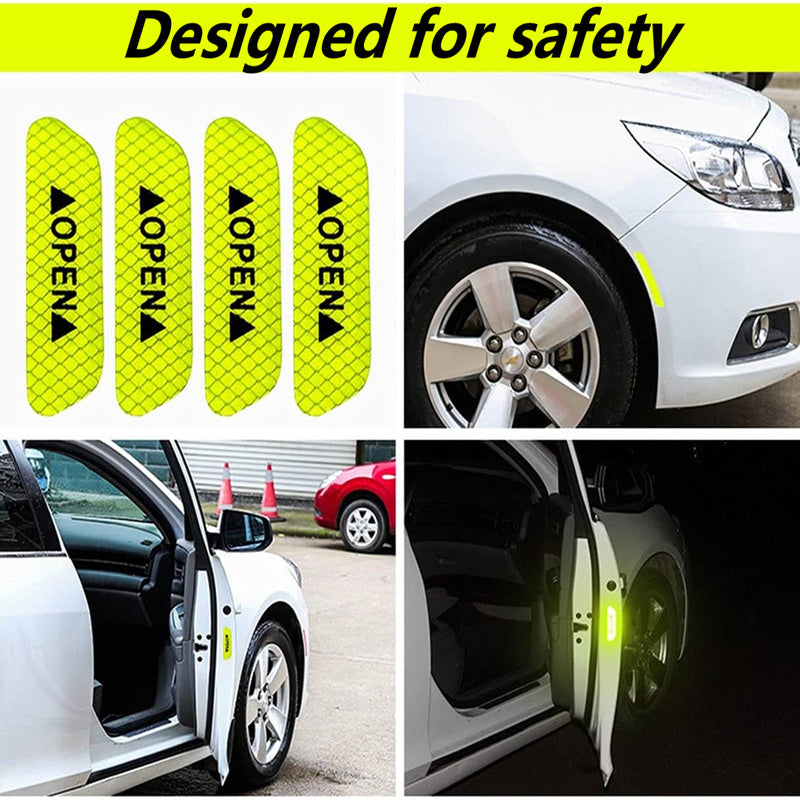 4PCS Car Door Reflective Warning Stickers: Increase Visibility & Safety