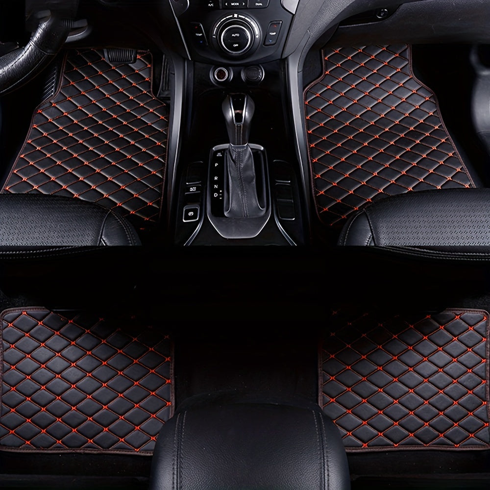 4pcs Car Floor Mats Universal Waterproof Front Rear Full Set Auto Rugs Faux Leather