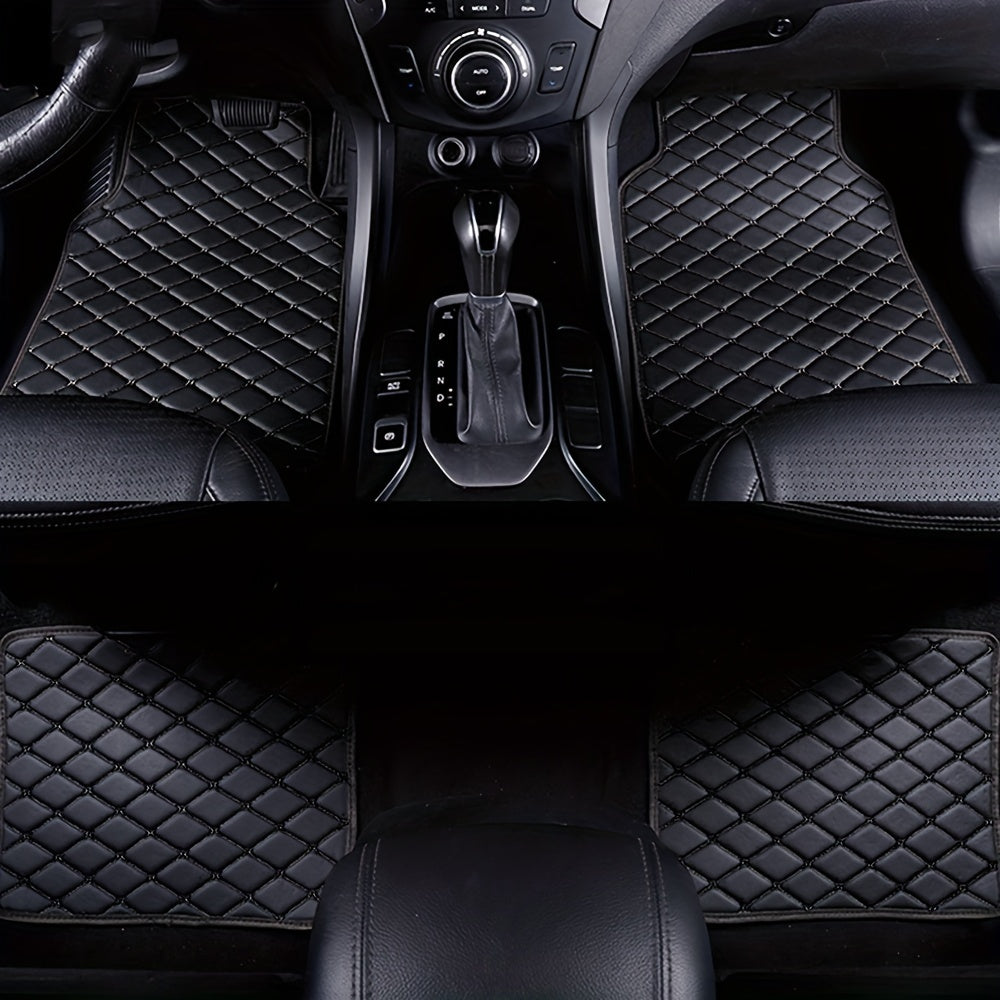 4pcs Car Floor Mats Universal Waterproof Front Rear Full Set Auto Rugs Faux Leather
