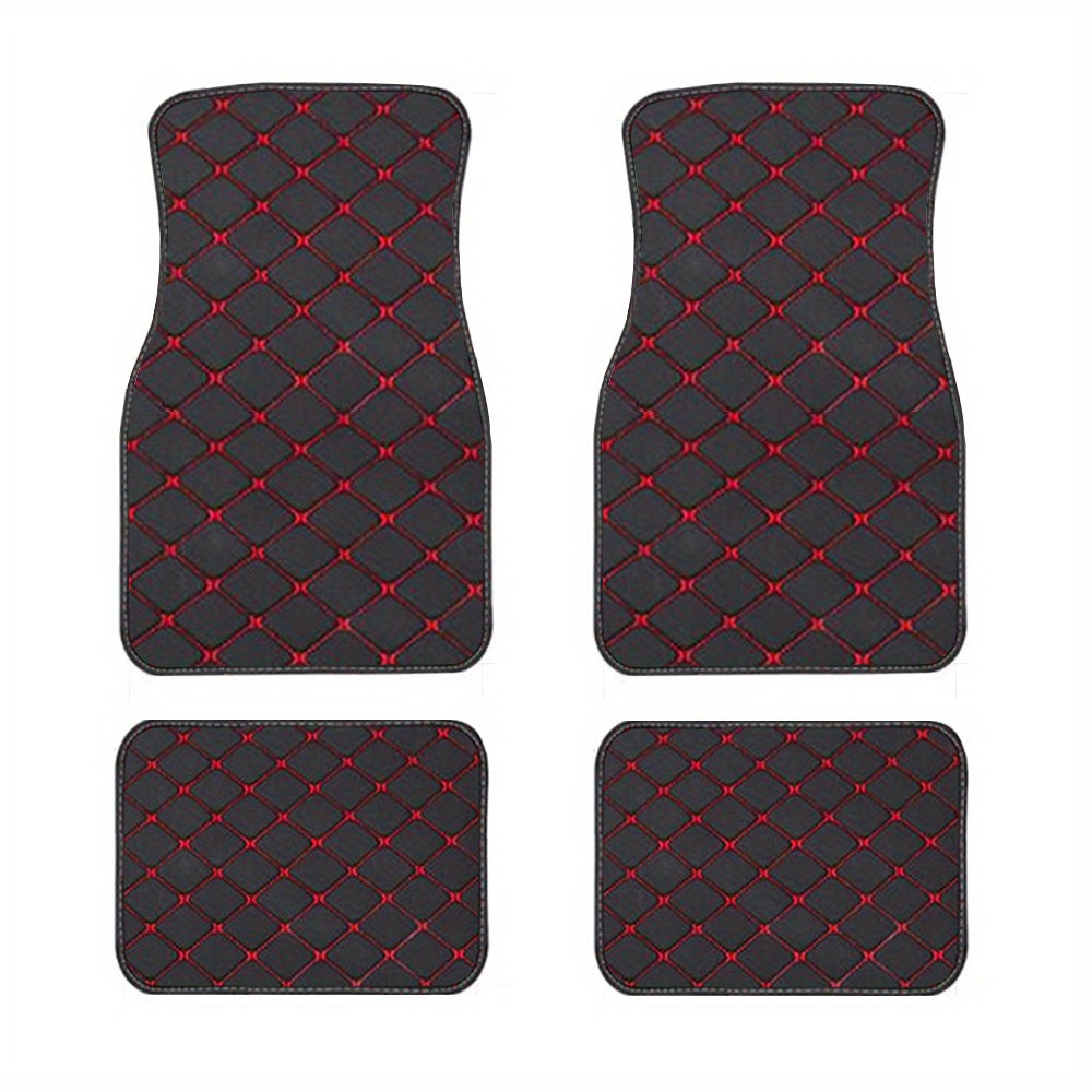 4pcs Car Floor Mats Universal Waterproof Front Rear Full Set Auto Rugs Faux Leather