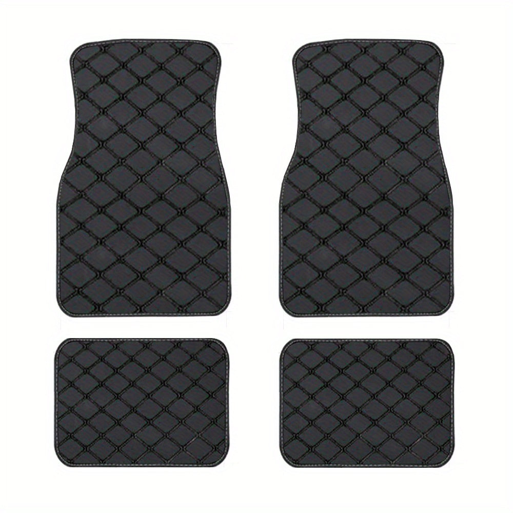 4pcs Car Floor Mats Universal Waterproof Front Rear Full Set Auto Rugs Faux Leather