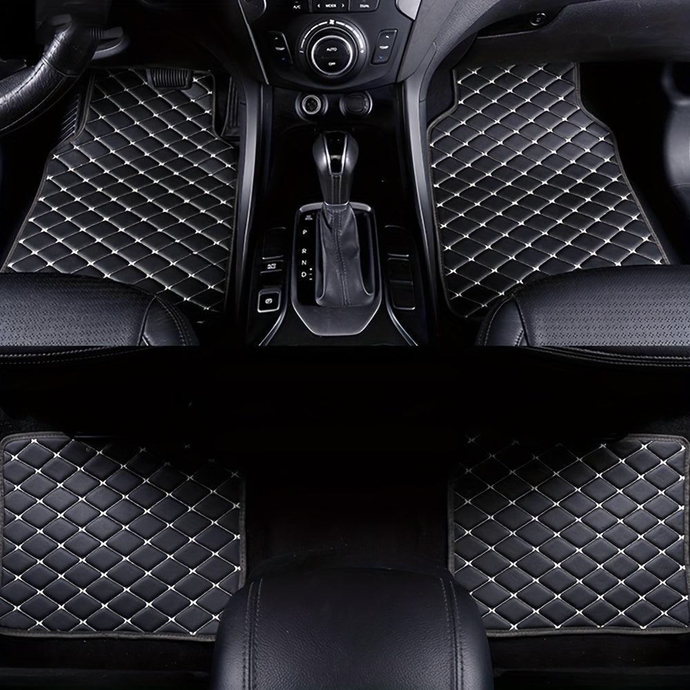 4pcs Car Floor Mats Universal Waterproof Front Rear Full Set Auto Rugs Faux Leather