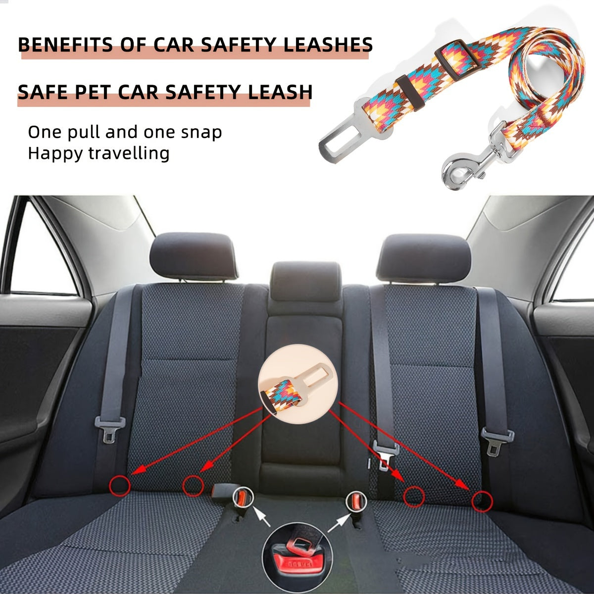 Dog Seat Belt, Adjustable Pet Cat Dog Car Seat Belt Safety Lead