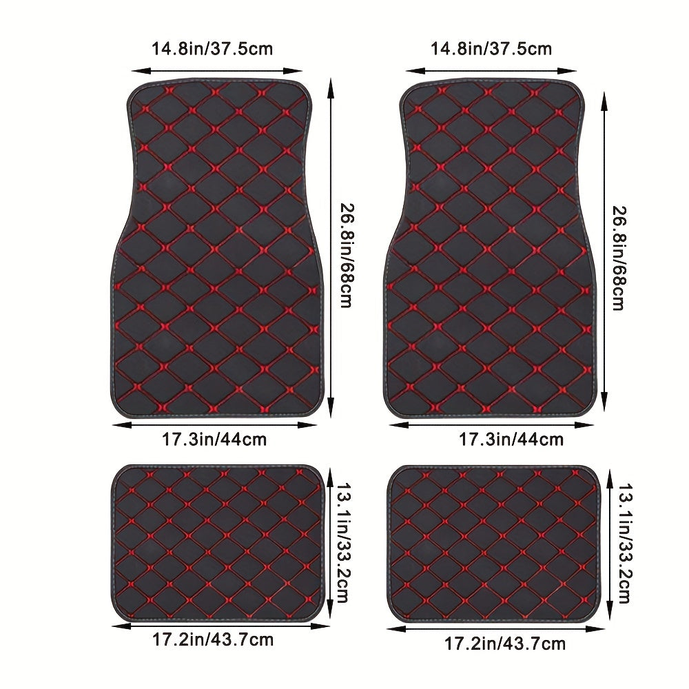 4pcs Car Floor Mats Universal Waterproof Front Rear Full Set Auto Rugs Faux Leather