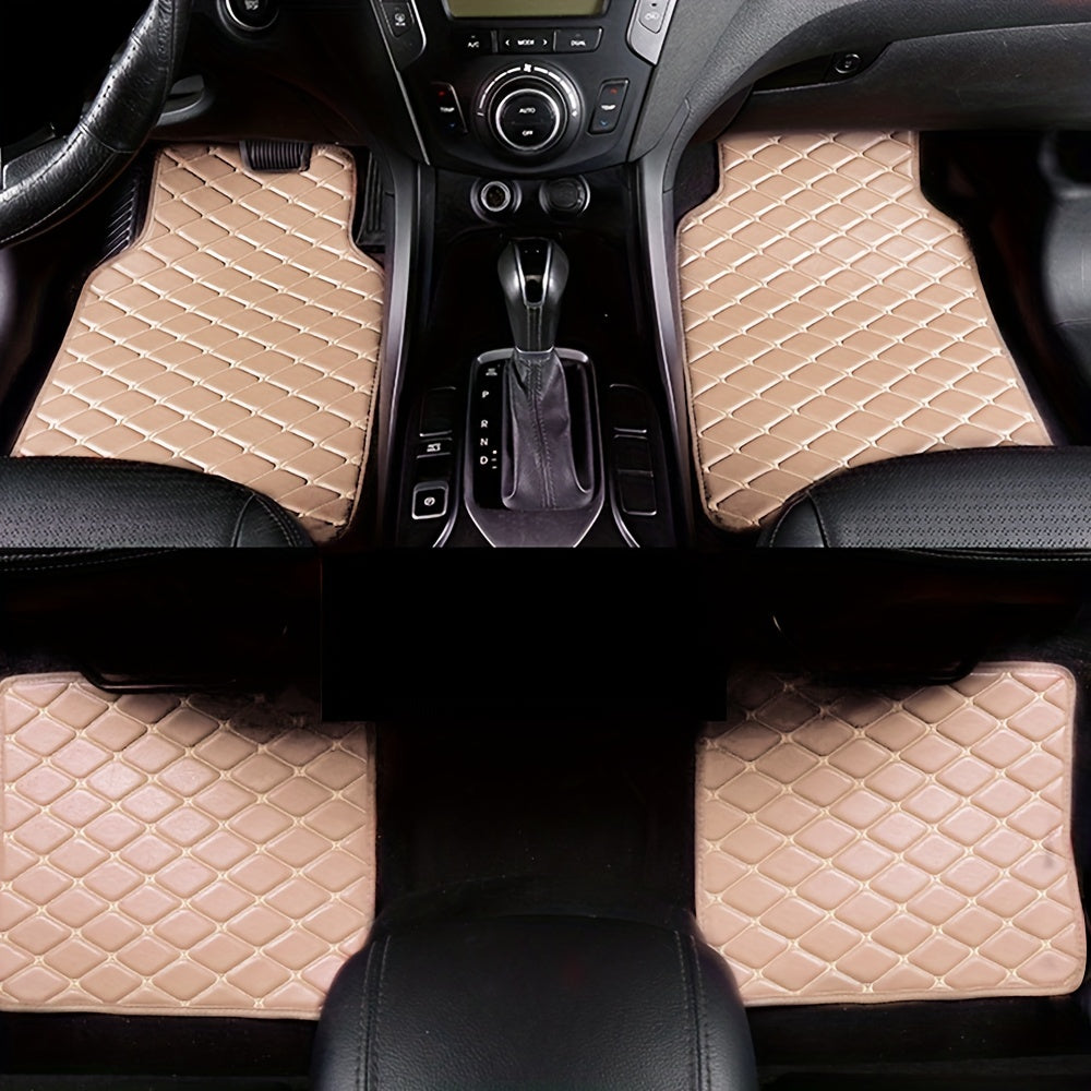 4pcs Car Floor Mats Universal Waterproof Front Rear Full Set Auto Rugs Faux Leather