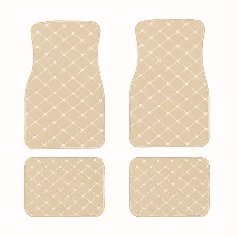 4pcs Car Floor Mats Universal Waterproof Front Rear Full Set Auto Rugs Faux Leather