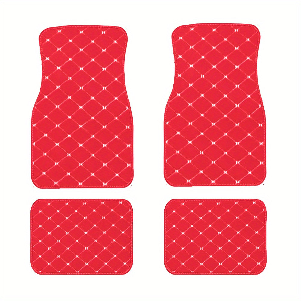 4pcs Car Floor Mats Universal Waterproof Front Rear Full Set Auto Rugs Faux Leather